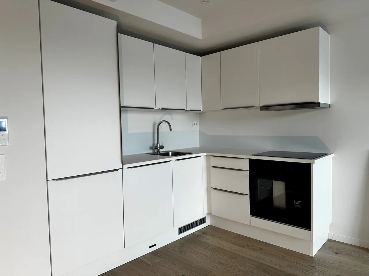 Modern kitchen with integrated appliances.